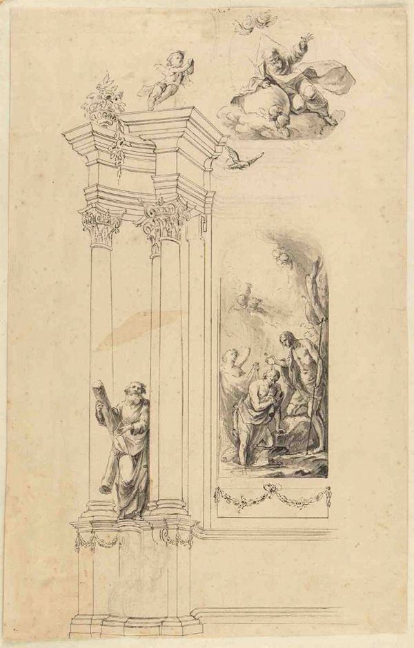 JOHANN JACOB SCH&#220;BLER (Norimberga, 1689 - 1741) - Progetto per un  altare...