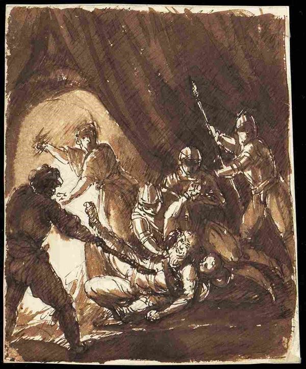 Combattimento di soldati...  - Auction Dipinti e Disegni dal XV al XIX secolo - Bertolami Fine Art - Casa d'Aste