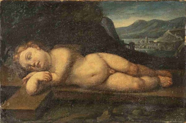 Gesù Bambino con la croce della Passione ...  - Auction Dipinti e Disegni dal XV al XIX secolo - Bertolami Fine Art - Casa d'Aste