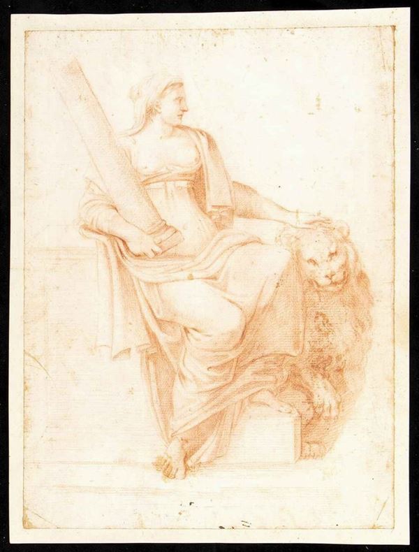 AMBITO DI MARCELLO VENUSTI, SECONDA MET&#192; XVI SECOLO : Allegoria della Fortezza...  - Auction Dipinti e disegni antichi. Secoli XVI-XIX - Bertolami Fine Art - Casa d'Aste