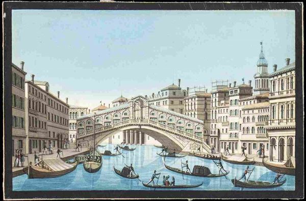 Ponte di Rialto a Venezia...  - Asta Dipinti e Disegni dal XV al XIX secolo - Bertolami Fine Art - Casa d'Aste