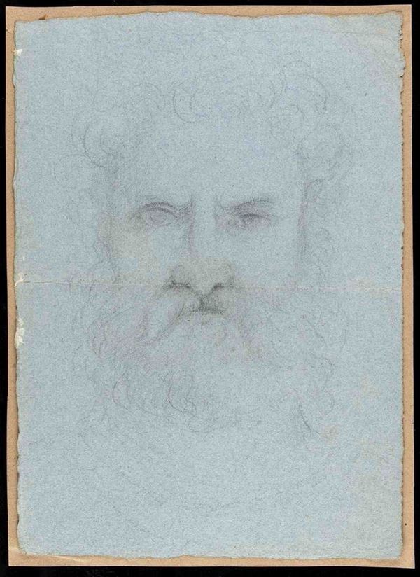TOMMASO MINARDI (Faenza, 1787 - Roma, 1871) - Recto: volto di uomo con barba; verso: schizzo di busto maschile e un occhio de...