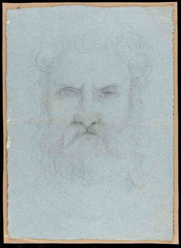 TOMMASO MINARDI (Faenza, 1787 - Roma, 1871) : Recto: volto di uomo con barba; verso: schizzo di busto maschile e un occhio de...  - Asta Dipinti e disegni antichi. Secoli XVI-XIX - Bertolami Fine Art - Casa d'Aste