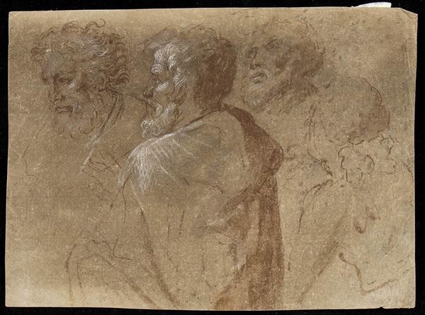 Gruppo di tre disegni: a) Sudio per testa di uomo barbuto; b) schizzi di vari e...  - Auction Dipinti e Disegni dal XV al XIX secolo - Bertolami Fine Art - Casa d'Aste