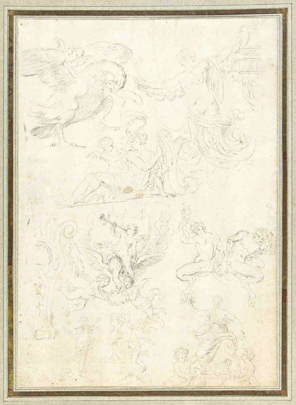 Studio per vari elementi architettonici e decorativi...  - Auction Dipinti e Disegni dal XV al XIX secolo - Bertolami Fine Art - Casa d'Aste