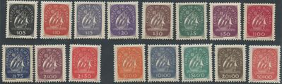 Emissione del Portogallo, francobolli (1943) N. 628/644