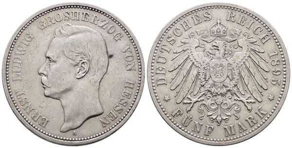 GERMANIA. HESSEN. Ernesto Luigi (1892-1918). 5 marchi 1895. KM 369; Ag; 27,77gr