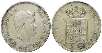 Napoli. Regno delle Due Sicilie. Ferdinando II di Borbone (1830-1859). Piastra da 120 Grana 1842....