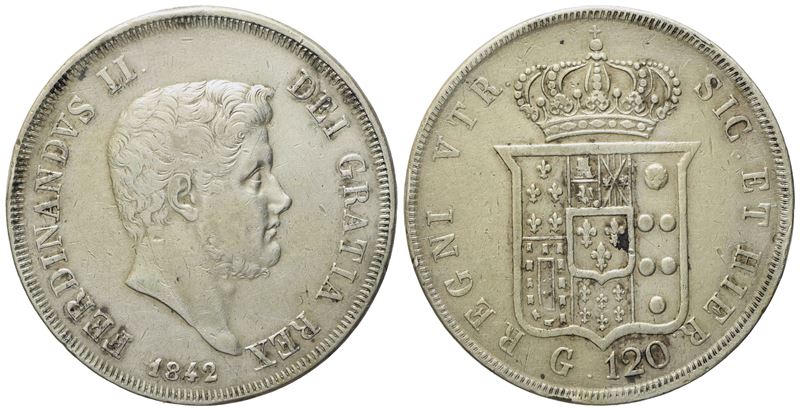 Napoli. Regno delle Due Sicilie. Ferdinando II di Borbone (1830-1859). Piastra da 120 Grana 1842....