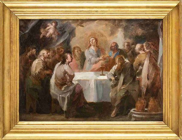 GIUSEPPE BAZZANI  (Mantova, 1690 - 1769), ATTRIBUITO : Ultima Cena...  - Auction Dipinti e Disegni dal XV al XIX secolo - Bertolami Fine Art - Casa d'Aste