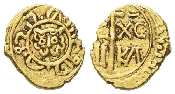 MESSINA. Regno di Sicilia. Enrico VI (1191 - 1197). Tari, testina di leone al centro. Au (1,34 g; 10,5 mm)