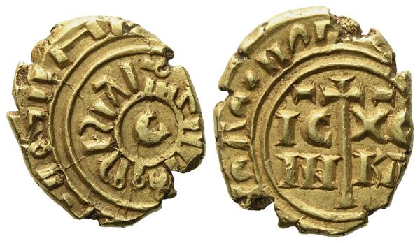 MESSINA. Regno di Sicilia. Enrico VI (1191 - 1197).  Multiplo di tari, lettera C al centro. Au (1,34 g; 10,5 mm)  - Asta Monete e medaglie medievali e moderne italiane ed estere - Bertolami Fine Art - Casa d'Aste