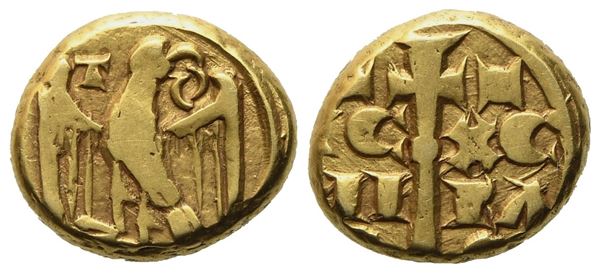 MESSINA. Regno di Sicilia. Manfredi (1258 - 1266). Multiplo di tarì, sigle T O al dritto. Au (2,03 g; 10 mm)  (Important collection of Medieval and Mo...)  - Auction Modern Coins - Bertolami Fine Art - Casa d'Aste