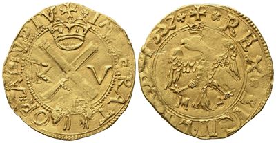 Messina. Regno di Sicilia. Carlo V D'asburgo (1516-1556). Scudo 1552. Au (3,26 G; 22,5 MM)