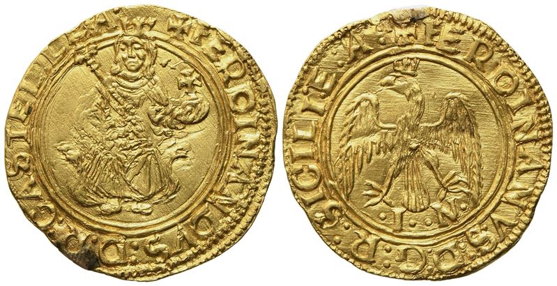 Messina. Regno di Sicilia. Ferdinando II il Cattolico (1479-1516). Trionfo. Au (3,46 G; 23 MM)