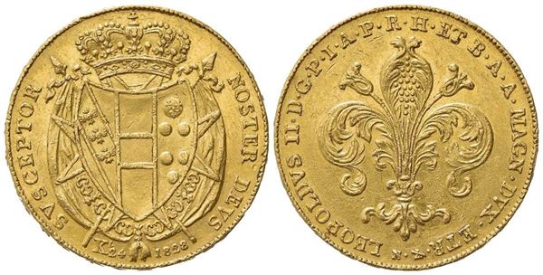 FIRENZE. Leopoldo II di Lorena (1824-1859). 80 Fiorini 1828. Au (33.5mm, 33.57g...