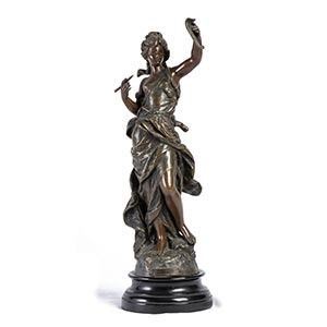 Scultura francese in bronzo raffigurante “Le Dessin”  - XIX secolo, firmata M.M...