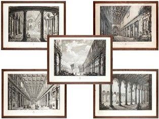 Gruppo di 5 stampe - raffiguranti vedute architettoniche delle basiliche Romane...  - Auction  Mobili e Oggetti d'arte dal XVII all'inizio del XX secolo - Bertolami Fine Art - Casa d'Aste