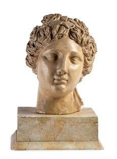 Busto italiano in finto marmo raffigurante volto di donna - anni '30...  - Asta  Mobili e Oggetti d'arte dal XVII all'inizio del XX secolo - Bertolami Fine Art - Casa d'Aste