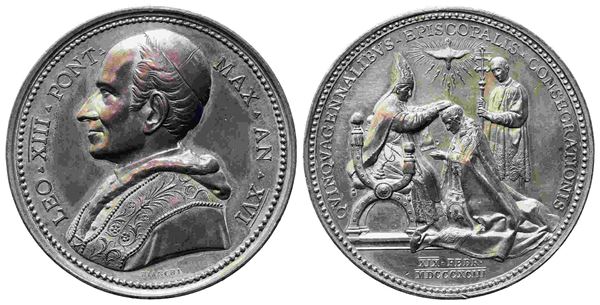 ROMA. Leone XIII (1878-1903). Medaglia per il 50° anniversario della consacrazi...  - Auction Monete e medaglie moderne Italiane ed Estere - Bertolami Fine Art - Casa d'Aste