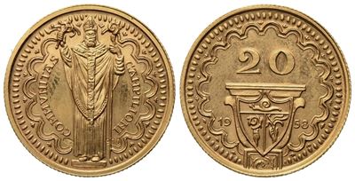 Campione D'italia. Gettone da 20 Franchi 1958. Au 900 (6,53 G; 20,5 MM)