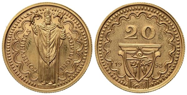 CAMPIONE D'ITALIA. Gettone da 20 franchi 1958. Au 900 (6,53 g; 20,5 mm)