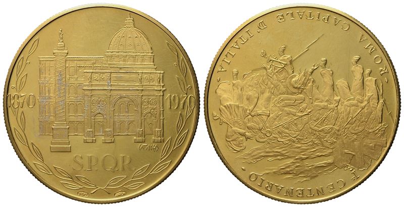 Italia. Medaglia Commemorativa Roma Capitale D'italia (1860-1870). Au 750 (15,05 G; 29,7 MM)