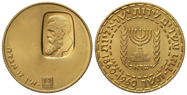 ISRAELE. 20 Lirot 1960 "Theodor Herzi". Au (8 g; 22 mm)