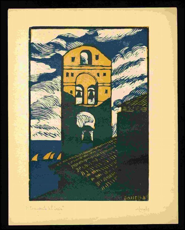 Adolfo De Carolis (1874 - 1928) : Il campanile di S. Lucia...  - Asta Stampe antiche, moderne e carte geografiche - Bertolami Fine Art - Casa d'Aste