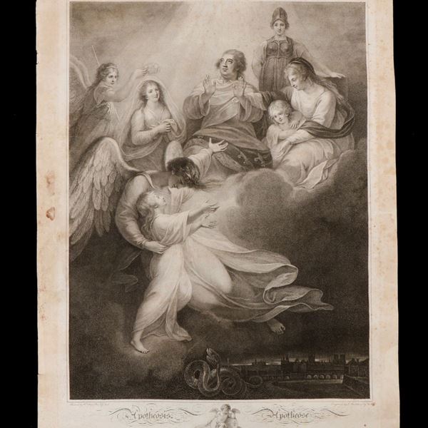 William Hamilton : Apotheosis (di Luigi XVI )...  - acquatinta à la maniere noir - cm 59,2x83,3 - Asta STAMPE, LIBRI E CARTE GEOGRAFICHE  - Bertolami Fine Art - Casa d'Aste