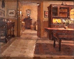 FRANCESCO GALANTE (Margherita di Savoia, 1884 - Napoli, 1972) : Interno domestico...  - Auction Arte Moderna e Contemporanea - Pittura, Scultura, Arti decorative e Disegni dal XIX al XXI secolo - Bertolami Fine Art - Casa d'Aste