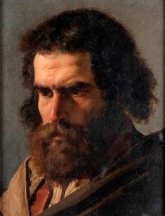 ANDREA CEFALY (Cortale, 1827 - 1907) - Ritratto di uomo barbuto (o studio)...