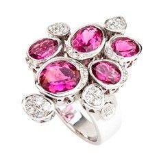 Anello in oro diamanti e tormaline - manifattura PONTE VECCHIO GIOIELLI, collez...