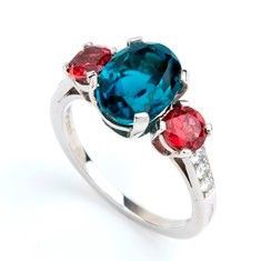 Anello in Platino e pietre di colore - manifattura TIFFANY...