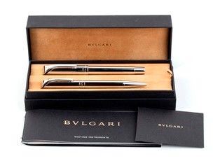 BULGARI: due penne a sfera in argento...