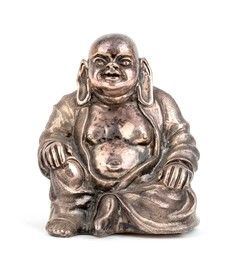 Buddha italiano in argento - Milano, anni '70,  maestri argentieri EUGENIO ED E...  - Auction Gioielli, orologi, argenti, penne ed altri oggetti d'arte e da collezione. - Bertolami Fine Art - Casa d'Aste