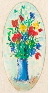 GIOVANNI OMICCIOLI : Vaso di fiori...  - Asta Arte Moderna e Contemporanea - Pittura, Scultura, Arti decorative e Disegni dal XIX al XXI secolo - Bertolami Fine Art - Casa d'Aste