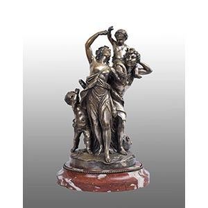 Scultura in bronzo argentato raffigurante il trionfo di bacco...  - Asta  Mobili e Oggetti d'arte dal XVII all'inizio del XX secolo - Bertolami Fine Art - Casa d'Aste