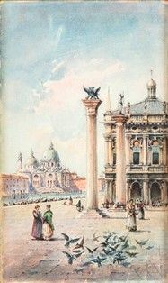 EMANUELE BRUGNOLI (Bologna, 1859 - Venezia, 1944) : Piazza San Marco a Venezia...  - Auction Arte Moderna e Contemporanea - Pittura, Scultura, Arti decorative e Disegni dal XIX al XXI secolo - Bertolami Fine Art - Casa d'Aste