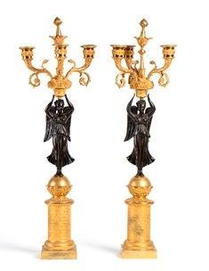 Coppia di candelabri francesi in bronzo - metà XIX secolo...  - Asta  Mobili e Oggetti d'arte dal XVII all'inizio del XX secolo - Bertolami Fine Art - Casa d'Aste