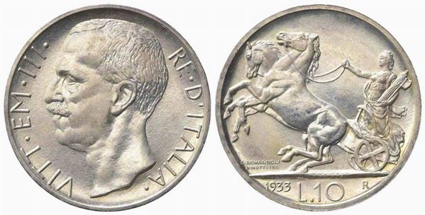 Vittorio Emanuele III (1900-1943). 10 Lire 1933. Ar (26.5mm, 10.00g). Roma. Pag...  - Asta Monete e medaglie moderne Italiane ed Estere - Bertolami Fine Art - Casa d'Aste