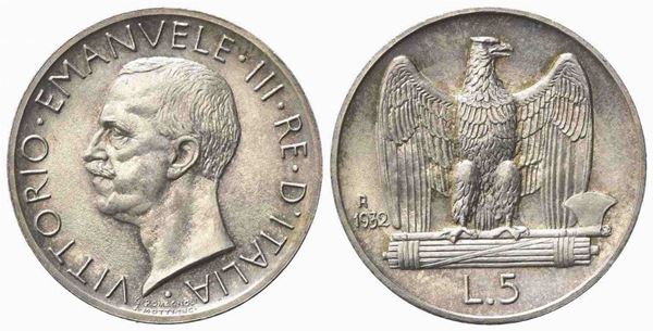 Vittorio Emanuele III (1900-1943). 5 Lire 1932. Ar (23mm, 5.00g). Roma. Pagani ...  - Asta Monete e medaglie moderne Italiane ed Estere - Bertolami Fine Art - Casa d'Aste