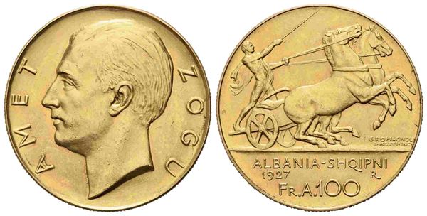 ALBANIA. Amet Zogu (1925-1939). 100 Franga Ari 1927. Au (35mm – 2,25 g). KM#11a...