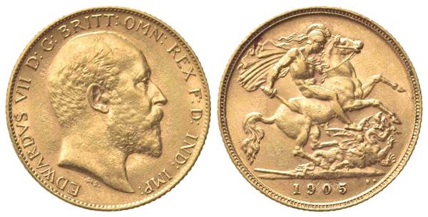 INGHILTERRA. Edoardo VII (1901-1910). Mezza Sovereign 1905. Au (19mm, 4,00 g). ...  - Auction Monete e medaglie moderne Italiane ed Estere - Bertolami Fine Art - Casa d'Aste