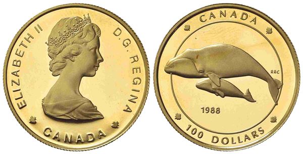 CANADA. 100 Dollari 1988. PROOF Au (26,5mm – 13,22g). KM#162; Fr. 19. FDC...