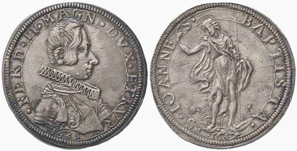 FIRENZE. Ferdinando II de' Medici (1621-1670). Piastra 1645 e 1642. Ar (43.5mm,...