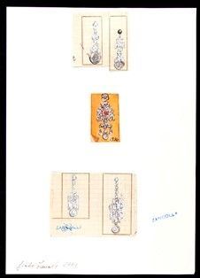 Progetto per orecchini pendenti - anni '30, GIULIO ZANCOLLA  (Progetti per gioielli anni '30)  - Asta Gioielli e Argenti Moderni e Contemporanei - Bertolami Fine Art - Casa d'Aste