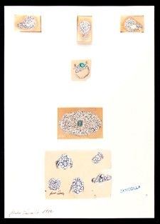 Progetto per anelli e spilla - anni '30, GIULIO ZANCOLLA  (Progetti per gioielli anni '30)  - Asta Gioielli e Argenti Moderni e Contemporanei - Bertolami Fine Art - Casa d'Aste