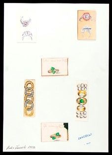 Progetto per anelli e bracciali, GIULIO ZANCOLLA  (Anni '50)  - Asta Gioielli, Orologi e Penne - Bertolami Fine Art - Casa d'Aste