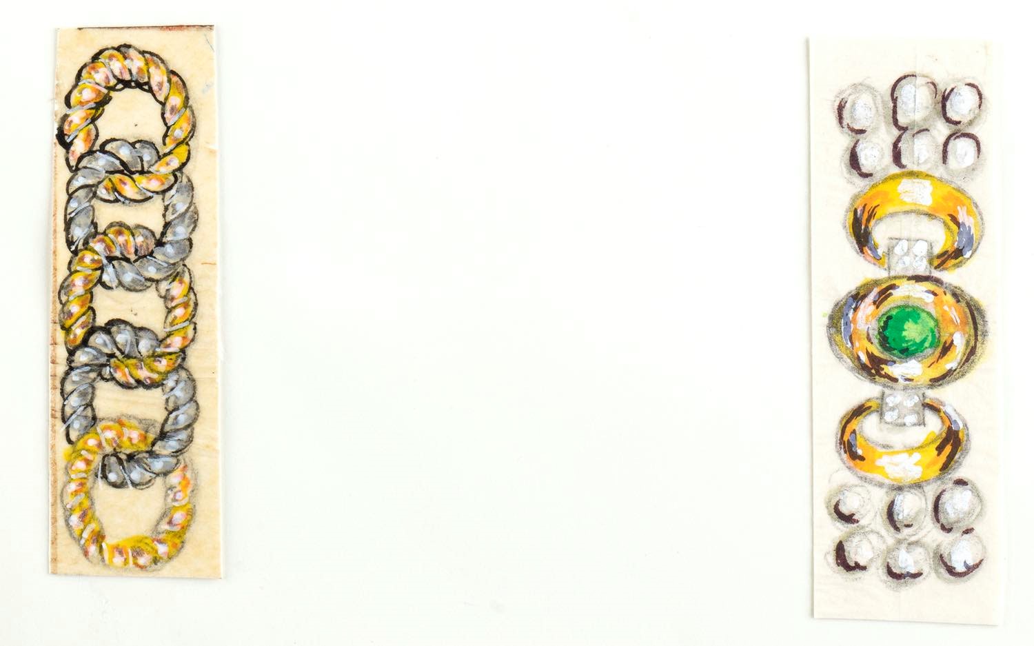 Giulio Zancolla - Progetto per anelli e bracciali (anni ’50) – tecniche miste su velina applicata...